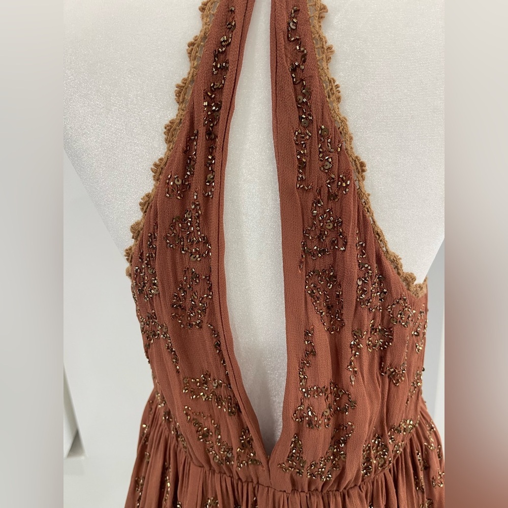Free People Rust Embellished Halter Blouse - Picture 6 of 13